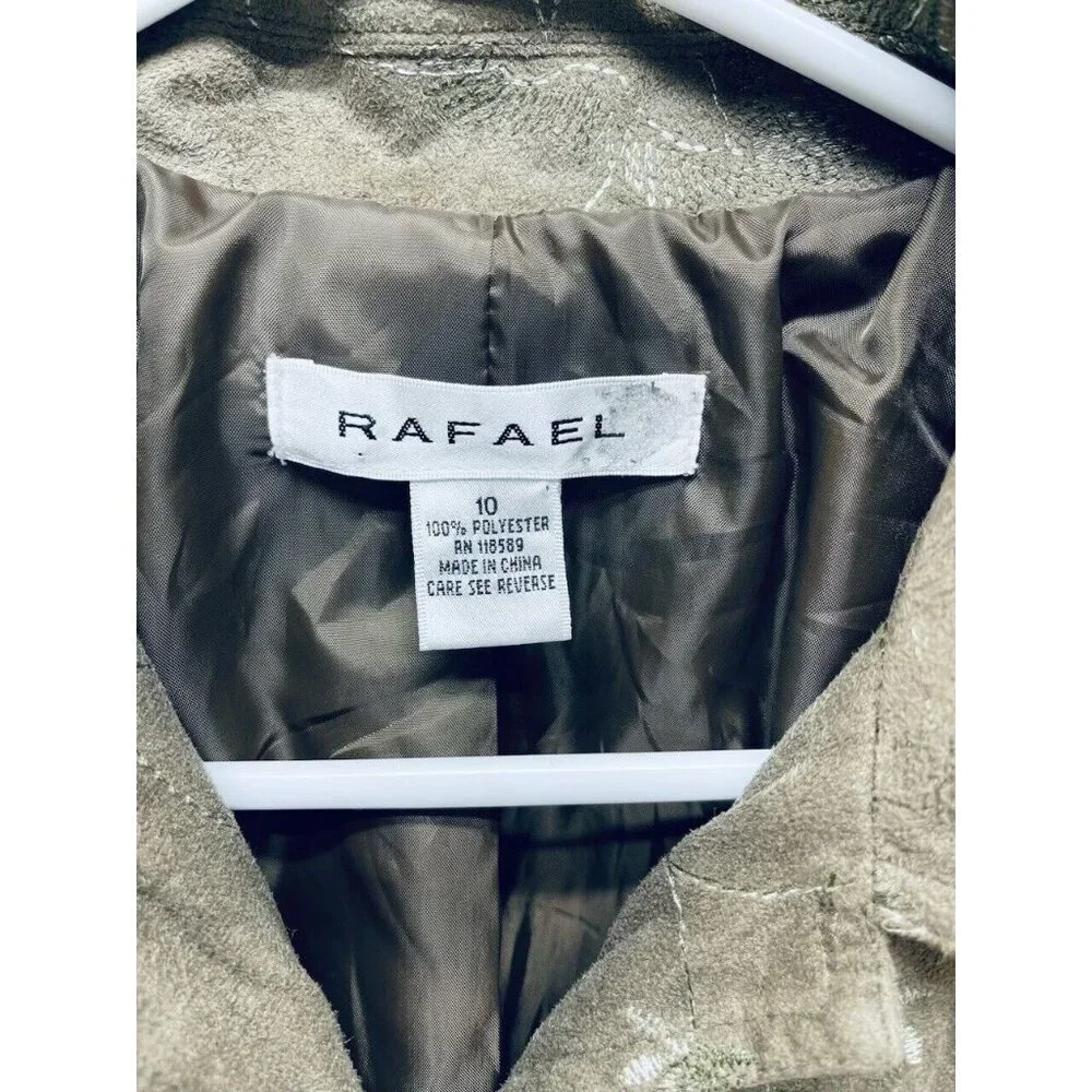 RAFAEL Blazer Jacket Size 10 Women’s Floral Embroidered Faux Suede Button Front - Picture 8 of 12